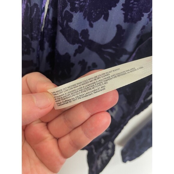 Free People XS Magic Hour Velvet Bodysuit Deep Sea Combo V-Neck Puff Sleeve NWT - Picture 15 of 16